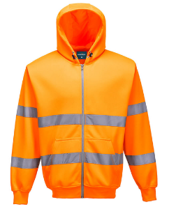 Hi-Vis Zipped Hoodie, Orange,