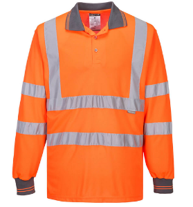 Hi-Vis Long Sleeved Polo Shirt, Orange