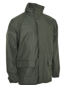 ELKA PRO Jacket, PU, Zipped with Pockets & Hood, Green