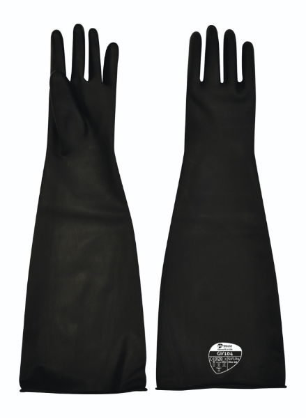 31cm HD Black Rubber Gloves, Small - Various Sizes, Per Pair - x12