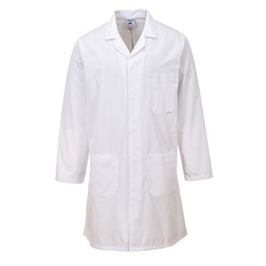 Lab Coat, Stud Front, Polycotton, White