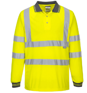 Hi-Vis Long Sleeved Polo Shirt, Yellow