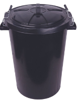 Economy Dustbin c/w lid, Black Plastic 90L